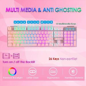ZIYOULANG T3 Pink Wireless Gaming <strong>Keyboard</strong> <strong>and</strong> <strong>Mouse</strong> Combo Waterproof 2.4ghz Rechargeable <strong>3</strong> in <strong>1</strong> <strong>Keyboard</strong> <strong>Mouse</strong> Set - Product Image 5