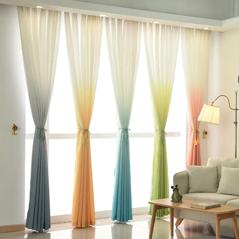 Cortinas de tul para ventana para sala de estar, cortina de gasa transparente de hilo de Organza de Color 3D para dormitorio, decoración de cortina de cocina