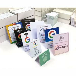 สองด้านนามบัตร NFC OEM 13.56MHz พีวีซีที่กำหนดเองสื่อสังคมออนไลน์จอแสดงผลแท็ปเพลย์คู่ด้าน Google การ์ดรีวิว NFC - Product Image 6