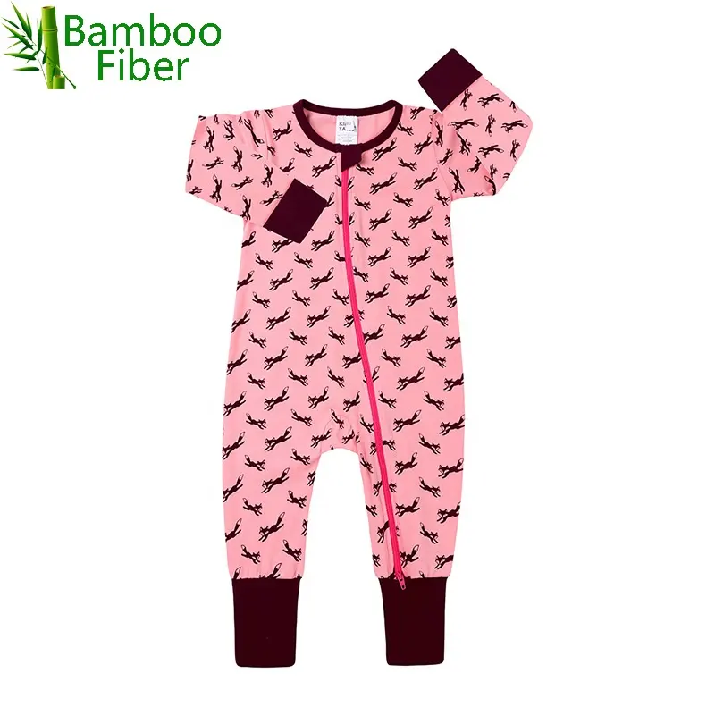 Venta al por mayor, peleles de bambú con cremallera de lana Polar para bebés recién nacidos Unisex, ropa de dormir, pijamas para niños pequeños, mono Footie