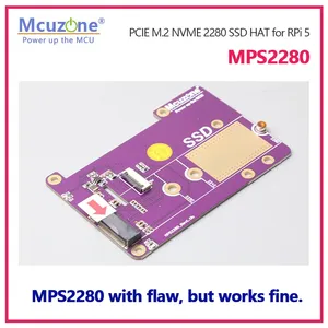 MPS2280 /MPS2242 con difetto, ma funziona bene. Raspberry Pi 5 PCIE a M.2 NVME SSD cappello personalizzato - Product Image 3