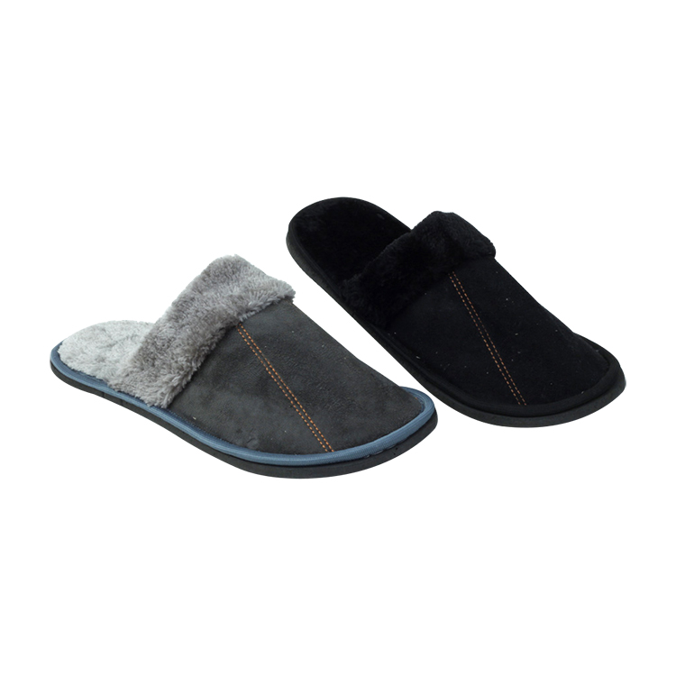 Accept customized logo printed cotton fabric plush soft home slippers for men