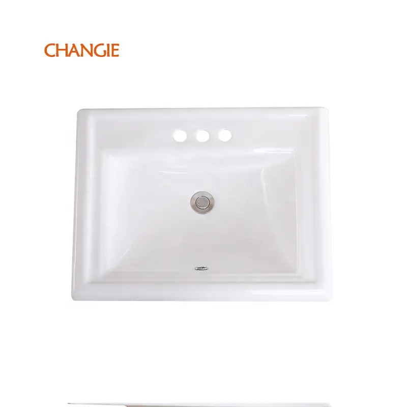 Chaozhou porcelana retângulo 23 polegadas, drop in pia, suporte superior, armário de luxo pia do armário