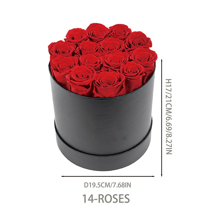 14 Roses In Round Box