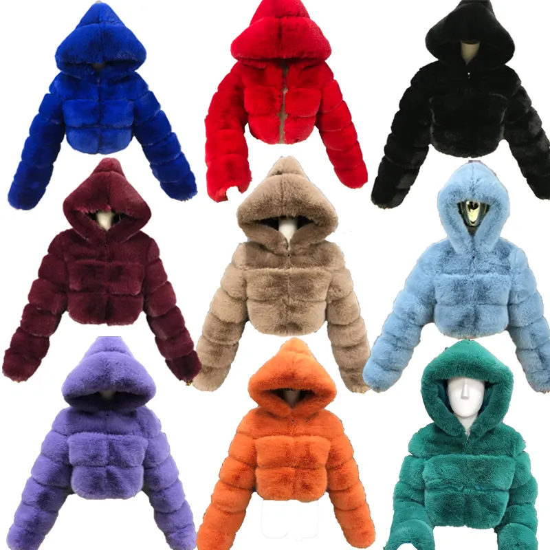 2024 nouveautés femmes vêtements d'hiver Faux Crop Hoodies fourrure veste mode Long manteau de fourrure