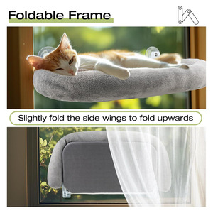 Alféizar de ventana plegable hamaca para gatos, ventosa para ventana de vidrio, colgante de otoño e invierno, hamaca para gatos de peluche, suministros para nidos para mascotas - Product Image 4