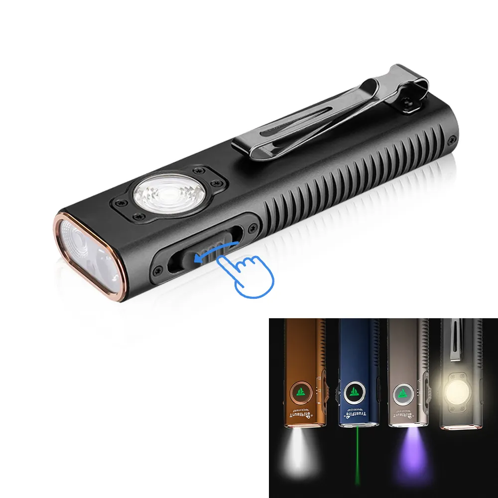 TrustFire Mini X3 Schlüsselanhänger EDC Slim Taschenlampe 1050LM Ultraviolett 365nm tragbares grünes Laserlicht