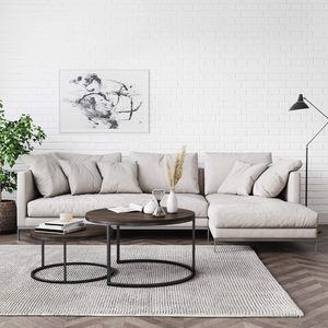 Yuvarlak Modern yuvalama kahve 2 parça Set, ahşap üst ve toz kaplanmış Metal çerçeve ile istiflenebilir oturma odası dekorasyon masa - Product Image 3