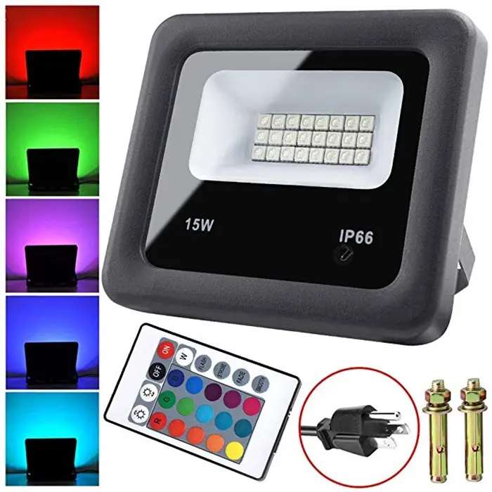 Nuovo articolo HA CONDOTTO Il Proiettore RGB 15W 25W 35W 5050 chip Riflettore Impermeabile IP66 giardino Esterno di Illuminazione RGB ha condotto la luce di inondazione