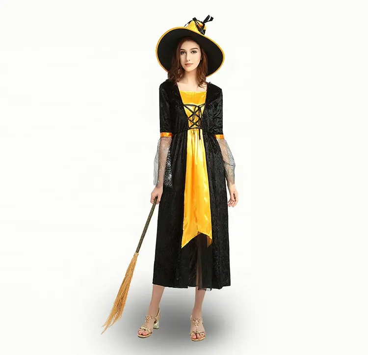 Divertente Giocato Vario Colore Disponibile Per Gli Adulti Strega di Halloween del Costume di Cosplay, Professionale Vendita Diretta Della Fabbrica Fancy Dress Costumi