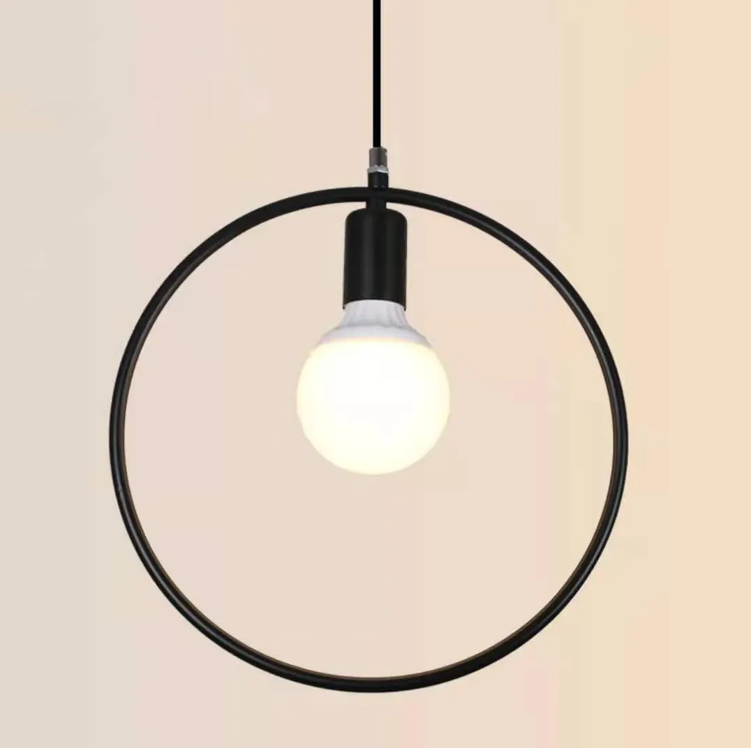 Lámpara de araña geométrica de hierro Retro, luz colgante de una sola cabeza, para restaurante, Bar, sala de estar, E27, novedad