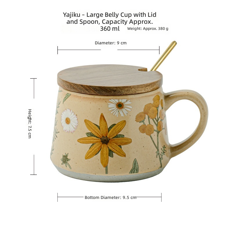 Yaju - large belly cup with lid and spoon gray