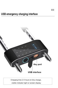 Tuya App Control remoto Smart Ble Bluetooth Malla U Forma Huella digital Cerradura de puerta de vidrio