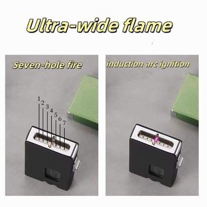Personalized Seven-Hole Metal Butane Lighter New Gravity Shake Sensor with Visible <strong>LED</strong> <strong>Transom</strong> Refillable - Product Image 6
