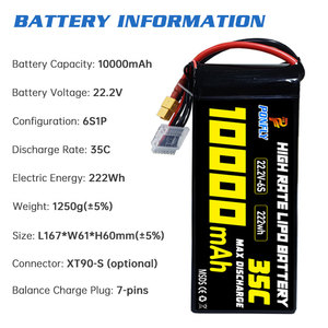 PONFLY высокопроизводительный Аккумулятор для дрона с распылителем на 10000 мАч 6S 22,2 V 8S 12S35C <span class=keywords><strong>Lipo</strong></span> аккумулятор для самолета Vtol RC FPV UAV Drone - Product Image 3