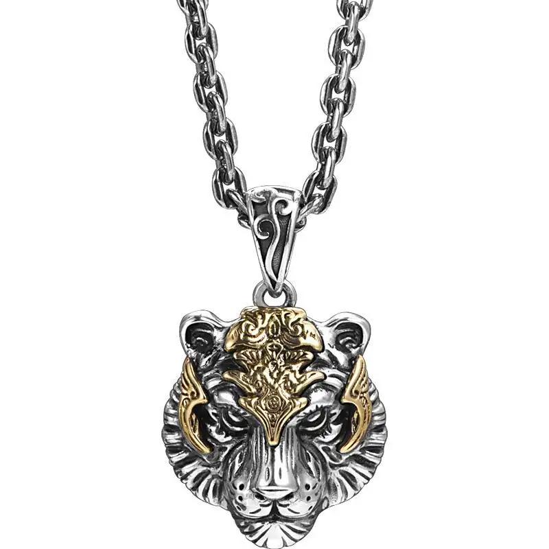 Европейско-американская мода Бенгальский Тигр персонализированные панк-рок голова животного кулон мужское ожерелье