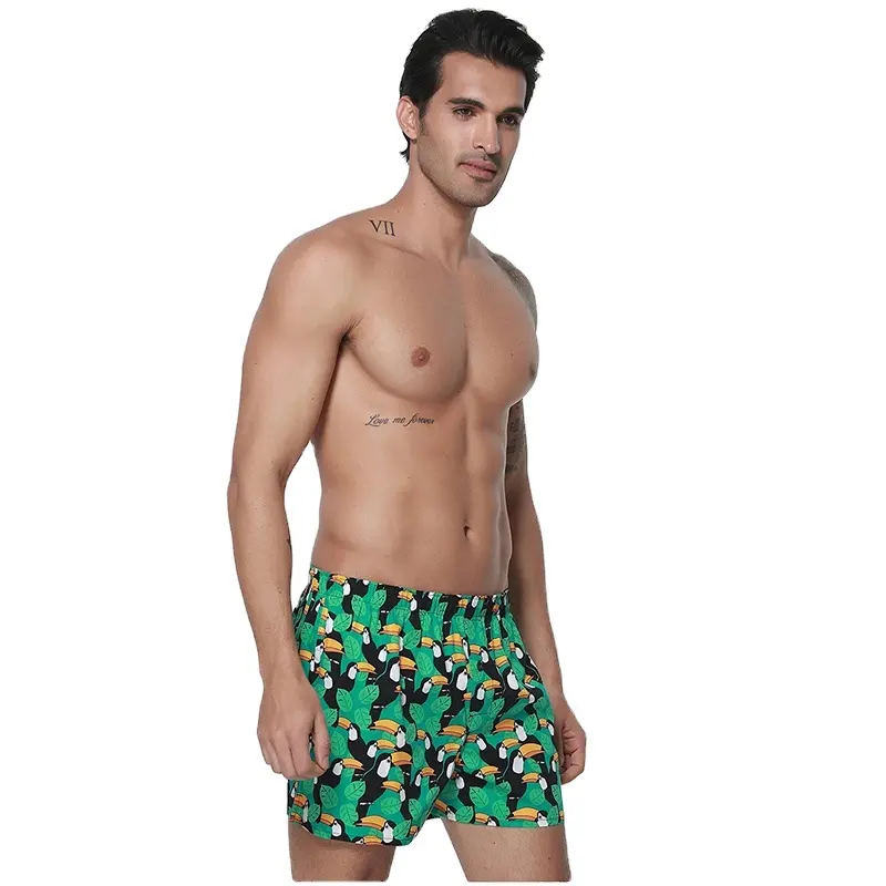 Pantalones cortos de playa estampados para hombre, ropa interior informal de algodón de alta calidad, para correr, gimnasio y fitness, color verde, muestra gratis