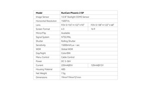 Runcam Phoenix 2 SP กล้อง V3 DC 5-36V อัตราส่วนหน้าจอ4:3/16:9 7.5g 19*19*21mm มุมมองกลางคืนสำหรับ RC FPV Racing drones - Product Image 6