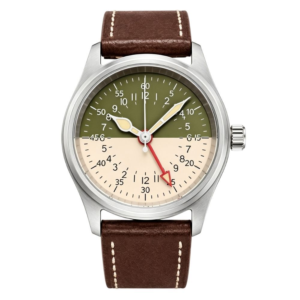 Cinturino in pelle Verde-bianco