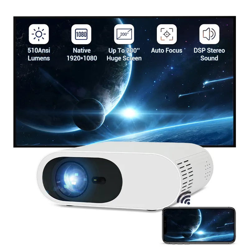 ATV умный портативный проектор 1080p Высокий люмен Android ЖК-проектор для домашнего кинотеатра