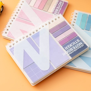 Bloc de notas con forro de cuaderno espiral multifuncional A6 con notas adhesivas, banderas de pestañas de Índice de colores