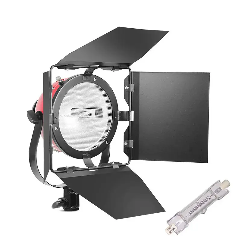 800w 3200K Red Head Light Studio Video Light with Bulb Barn Door Photography Equipment Photo Film Lighting