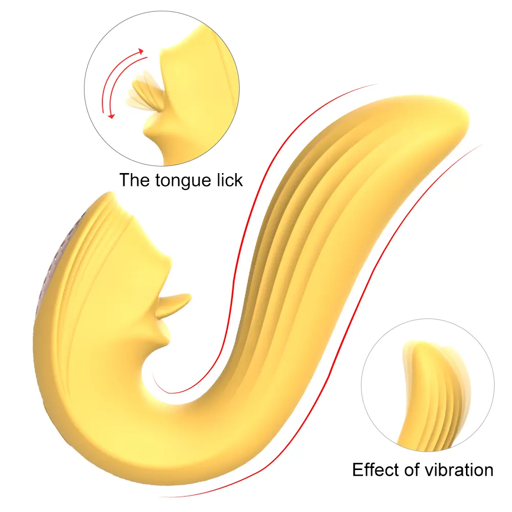 Mainan seks 2-in-1 silikon lunak Perempuan pemijat titik G klitoris puting mainan seks Vibrator Licking lidah fleksibel untuk wanita