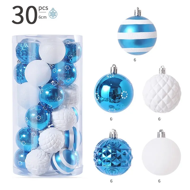 6Cm Vòng 30Pcs Giáng Sinh Bóng Thiết Lập Shatterproof Treo Bóng Đảng Mặt Dây Chuyền Cho Xmas Tree