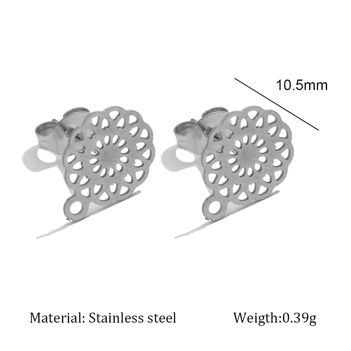 Boucles d'oreilles clous fleurs argent 7