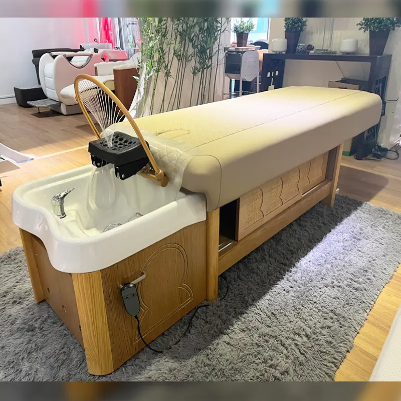 Cabeza japonesa spa terapia de agua tailandesa moderna estación de champú cama de masaje peluquería Silla de lavado tazón de champú y silla