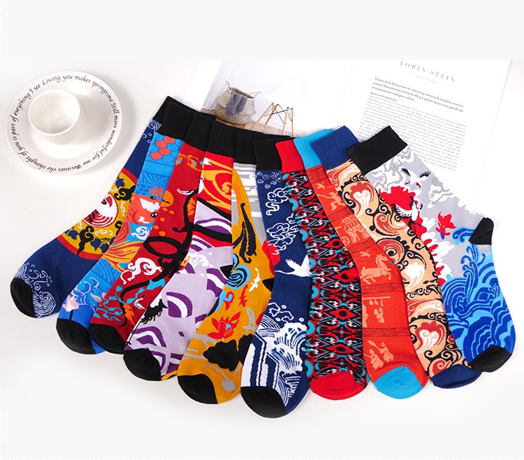 Top Hot Sale Socks Custom Ethnic Style Novelty Creative Chinoiserie Dragon Phoenix Cotton Socks Unisex Men Women