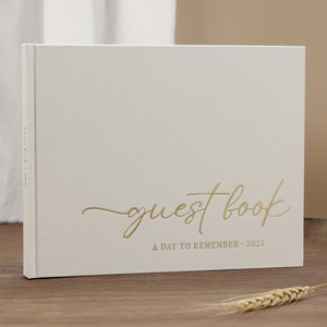 Elegant White Wedding Guest <strong>Book</strong> 2025 Design Paper Cover with Golden <strong>Script</strong> for Signatures &amp; for Polaroid Photos - Product Image 1