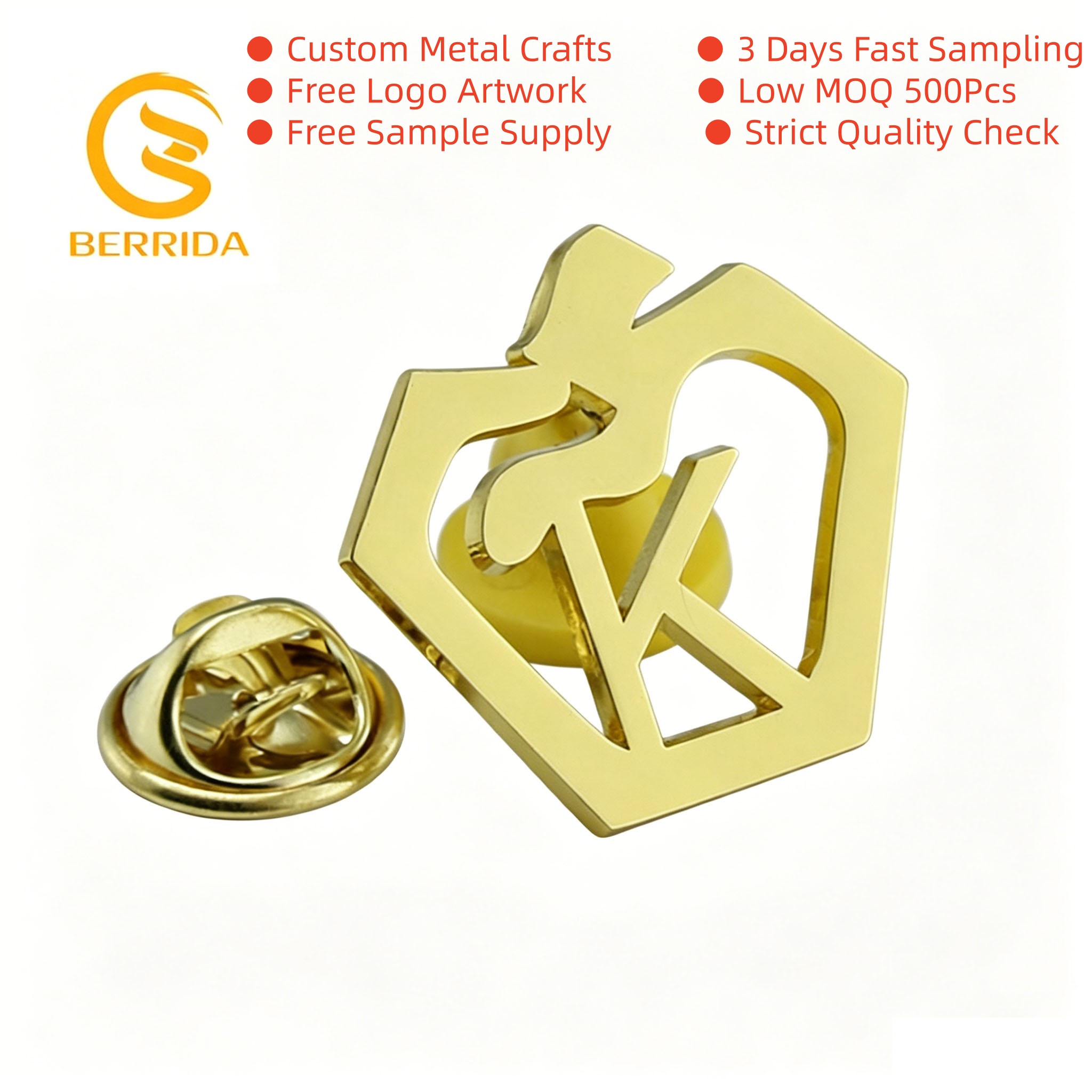 Pentagon Hollow Logo Pin Badge