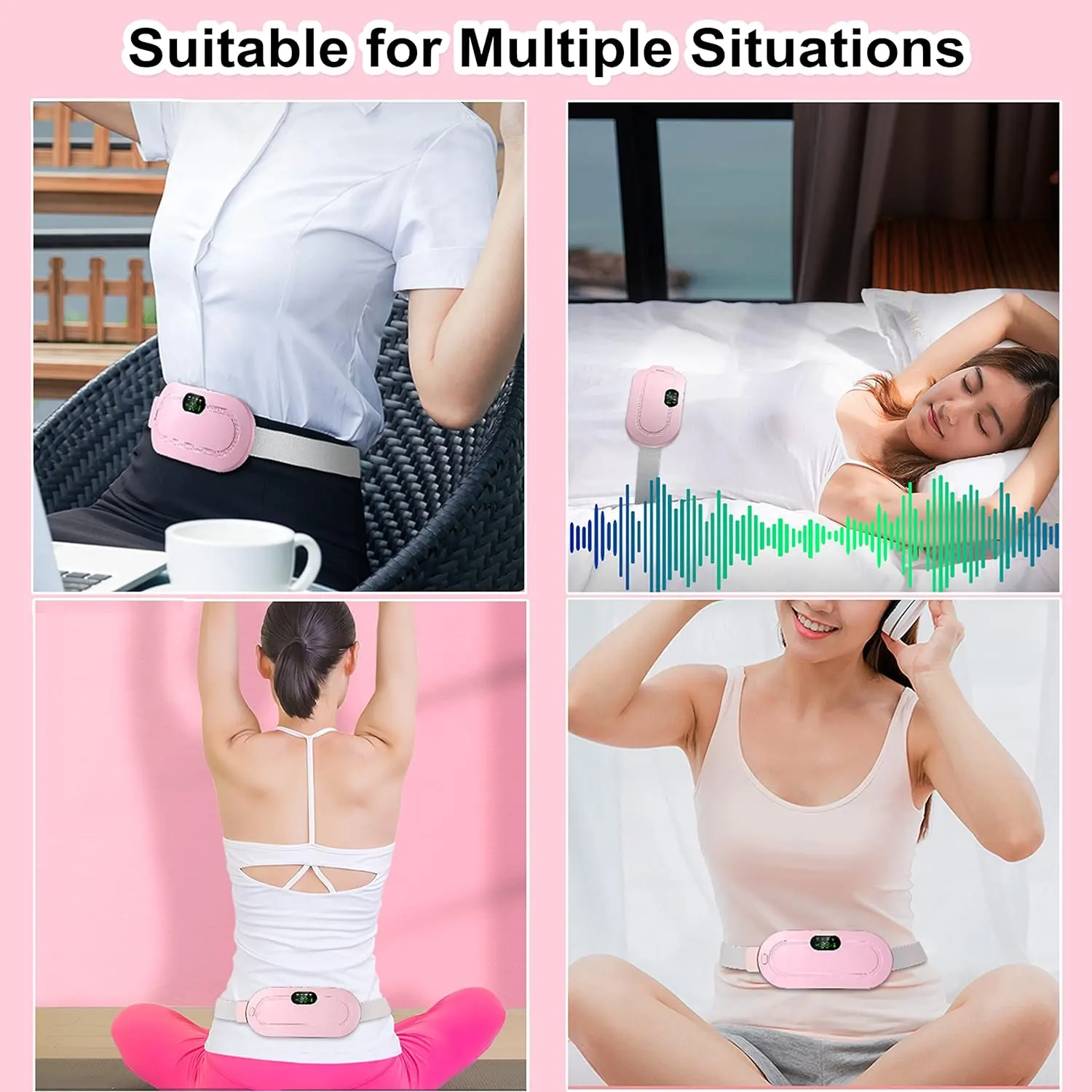 Wireless Menstrual Heating Pad Period Pain Relief Warm Palace Heated Belt Electric Waist Abdominal Massage Menstrual Cramps Belt