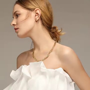 カデナ・デ・プラタ女性用メンズジュエリーイタリア18Kゴールドオーバー925シルバーカスタムサイズダイヤモンドカットフィガロチェーンネックレス - Product Image 3