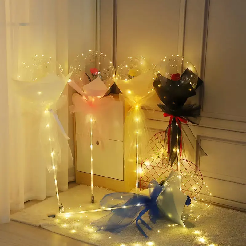 Balões luminosos de led para casamento, balões de látex led para decoração comercial, buquê de rosas, presente para dia dos namorados