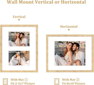 8x10額縁、マット付き5x7またはマットなし8x10の画像を表示、壁掛けフォトフレーム - Product Image 4