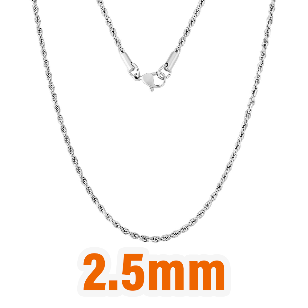 Catena a corda in argento da 2,5 mm