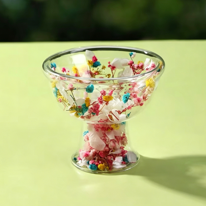 Coupe de crème glacée-pétales blancs ciel étoilé coloré