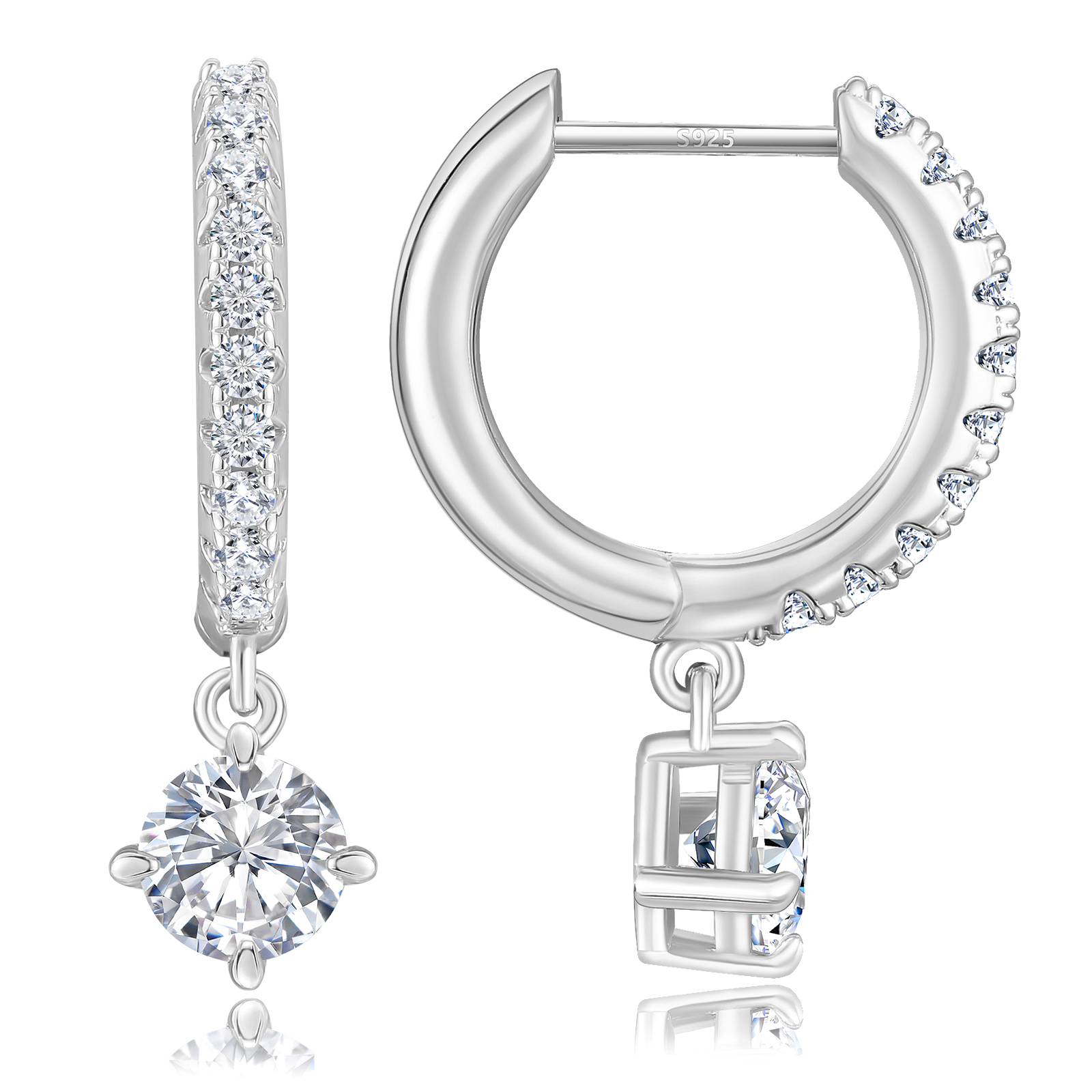 Argent 15mm Hoop Drop Boucle d'oreille