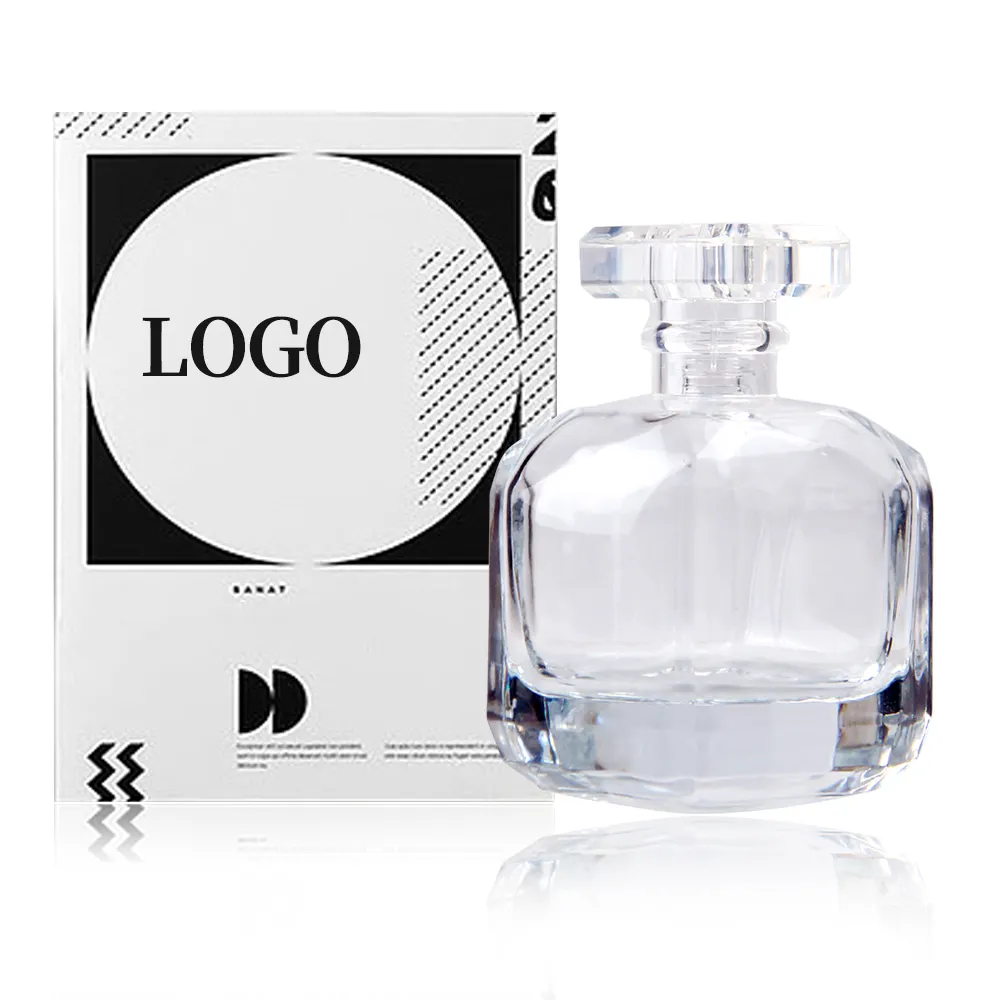 50ml Design personalizzato di alta qualità di lusso spessa Base speciale cristallo trasparente bottiglia di profumo con tappo in resina