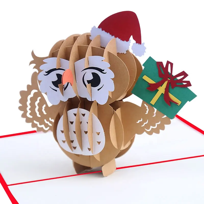 Nuevo estilo Animal Lovely Owl 3D Pop Up Graduación Tarjetas de felicitación Papel plegable 3D Invitación Tarjetas de agradecimiento