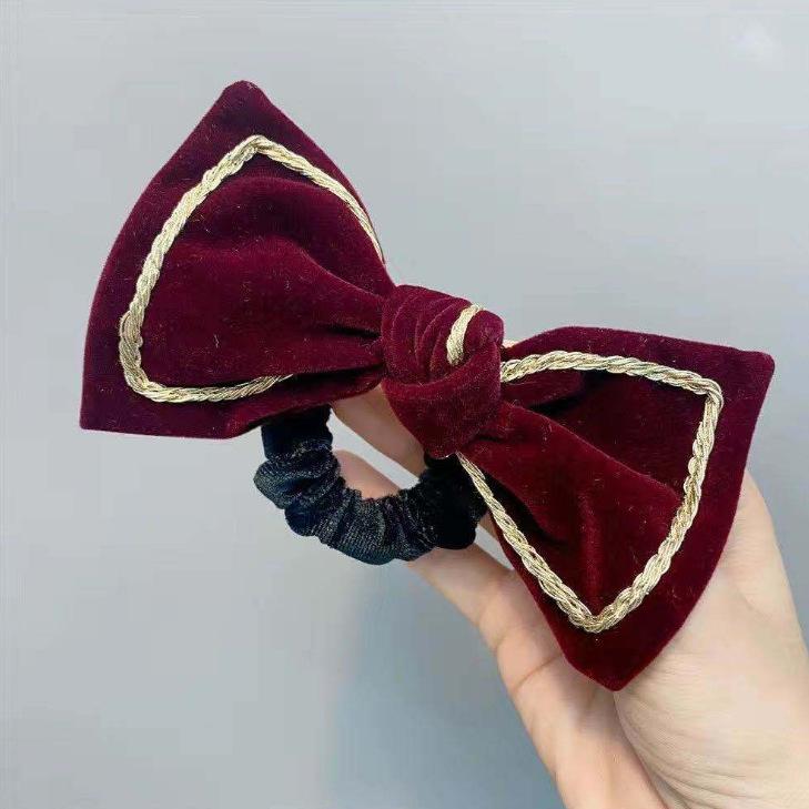 Rouge (style élastique à cheveux) avec bordure dorée