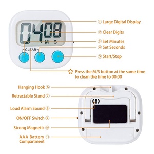 KH-TM001 Display a grande schermo alimentato a batteria cibo cucina elettronica conto alla rovescia magnetico LCD Mini simpatico Timer digitale da cucina - Product Image 3