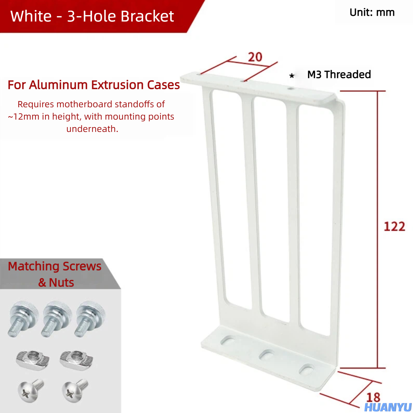 White, 3 Holes (Screws Included)
