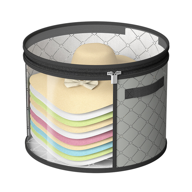 Gray round hat storage bag