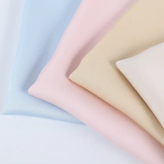 New Fashion Chiffon Dyed Soft Fabric Plain Satin Women's Dress Shirt 100% Polyester Fabric
