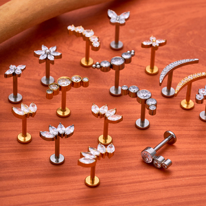 תכשיטי manwei ASTM-F136 זירקון פירסינג דה טיטניו טרגלוס סליל האונה קת העגיל גב שטוח עגילי חוט פנימי - Product Image 3