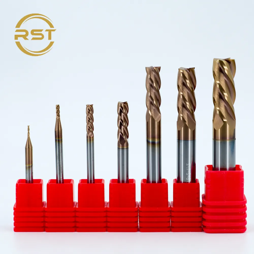 55HRC pemotong penggilingan ujung tungsten carbide, 4 galur pemotong ujung penggiling tungsten R0.5 R1.0 Carbide Endmill khusus untuk baja tahan karat