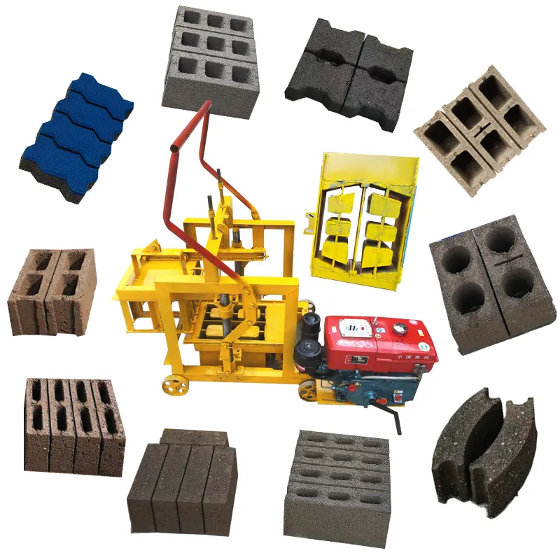 Blok makinesi yapımı otomatik mobil taşınabilir çimento içi boş beton blok yapma makinesi bina için